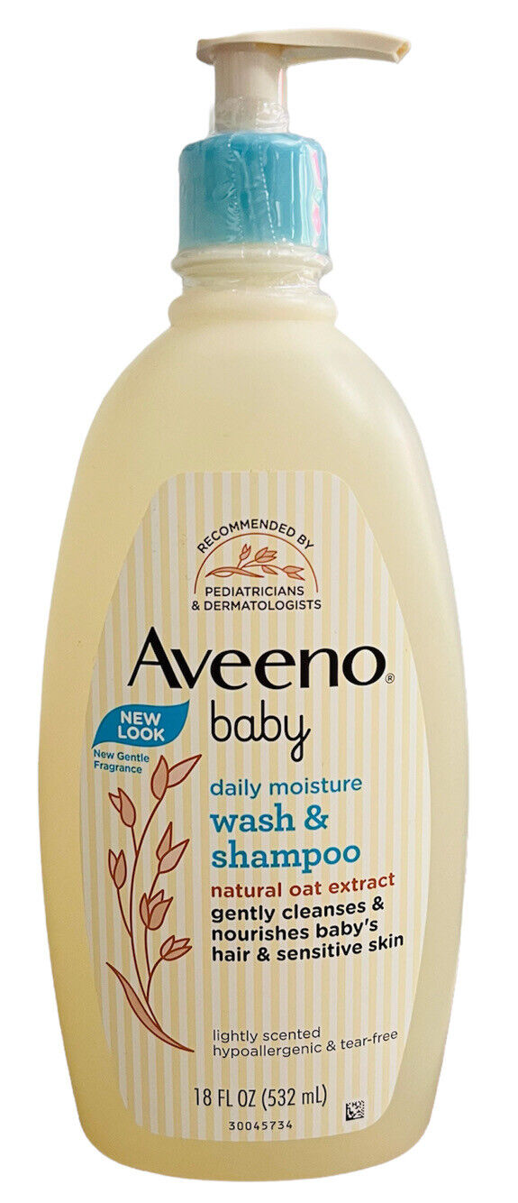 Aveeno Baby Wash Shampoo Lightly Scented 18oz Natural Oat Extract Tear-free